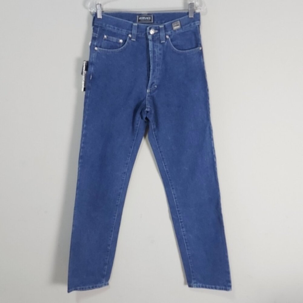 Versace Jeans Couture 90s Men Jeans Size 32 Blue Retro High Waisted Straight Leg